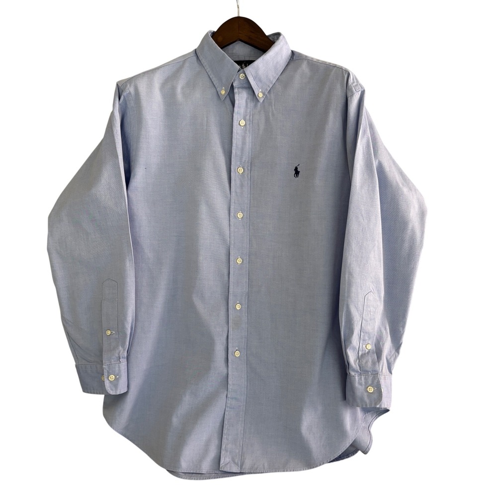 Ralph Lauren Oxford Shirt Mens 17 32/33 Blue Button Down Classic Fit Cotton Polo
